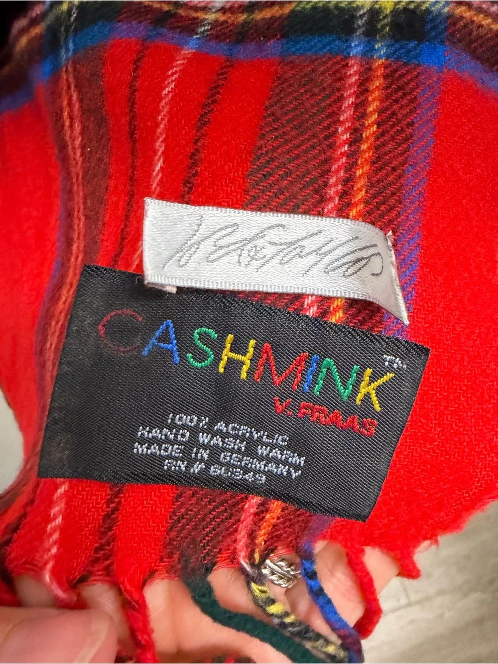 VTG Lord & Taylor Red Tartan Plaid Men's Scarf